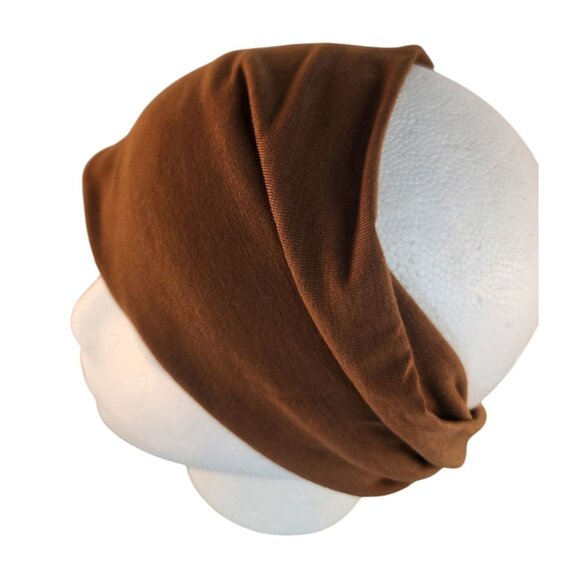 Brown Knit Headwrap Hairband Soft Stretchy Headband Fabric Unisex Sweatband - Picture 2 of 8